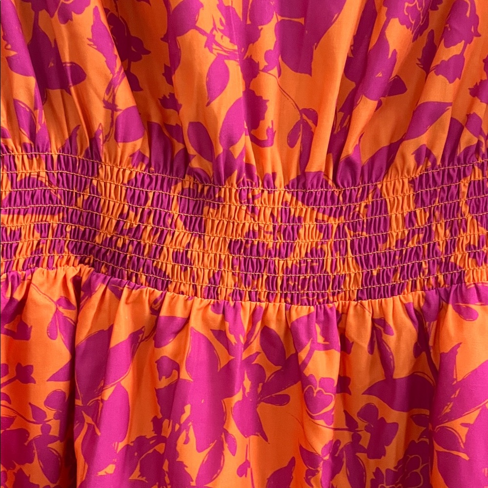 THML Living The Dream Orange & Pink Floral Mini Dress size medium - Picture 4 of 16